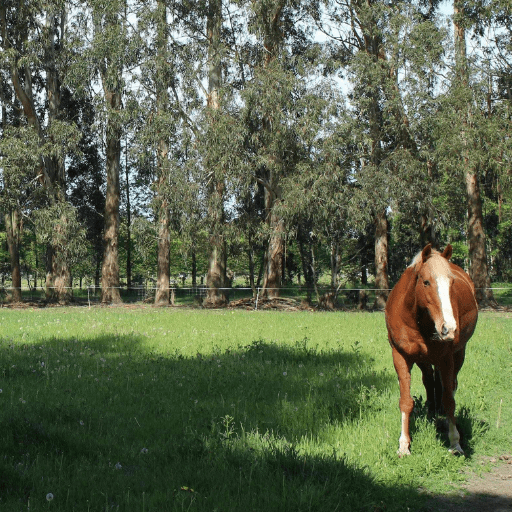 Horse in green paddock Horse in green paddock